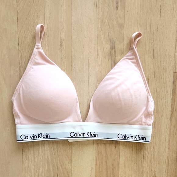 Calvin Klein Womens Modern Cotton Lightly Lined Pink Triangle Bralette Size M - Picture 5 of 9